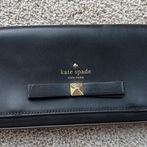 Kate Spade New York Black Leather Bow Clutch